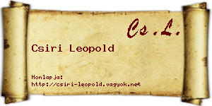 Csiri Leopold névjegykártya